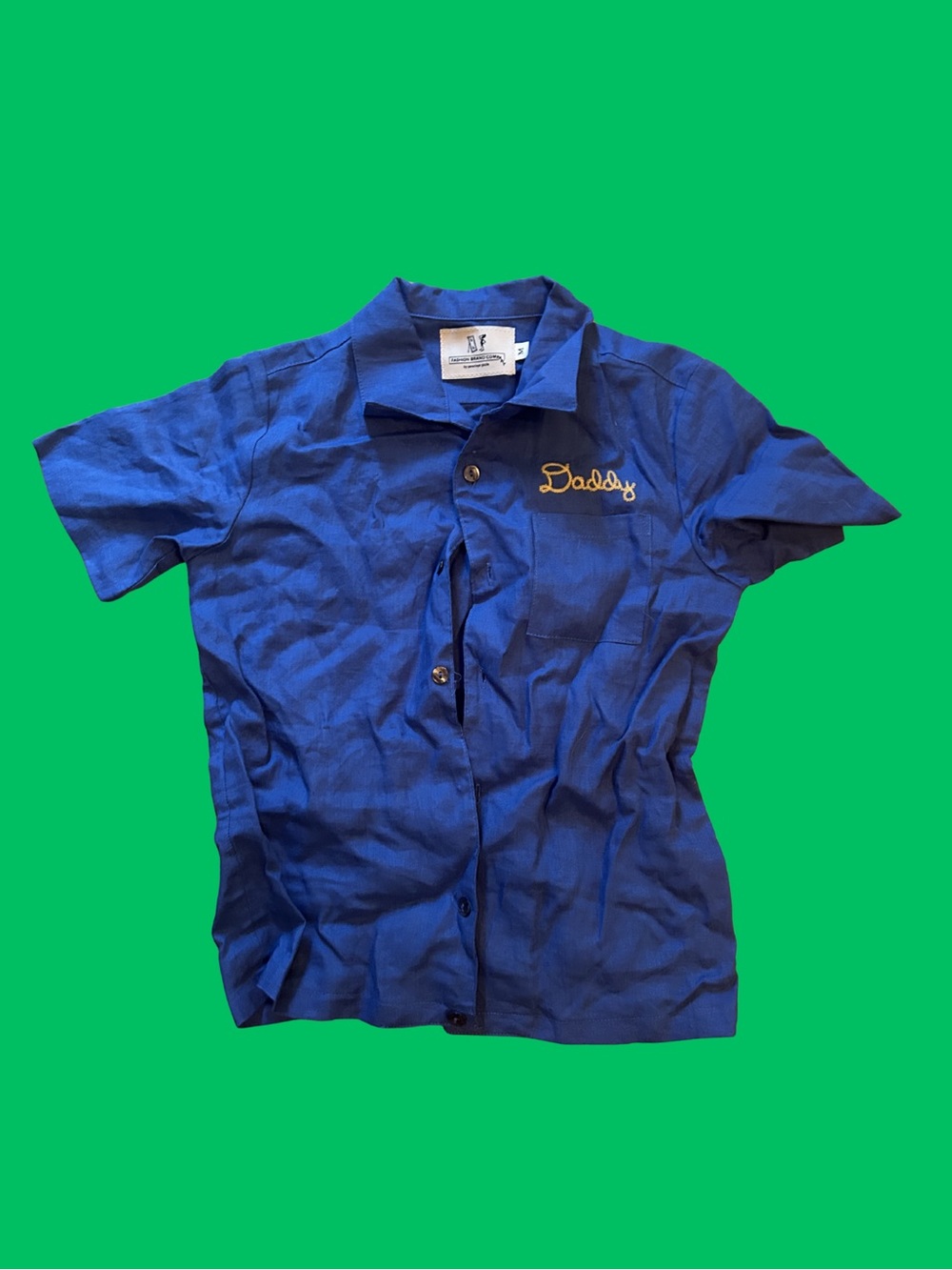 Fashion Brand Company Daddy Embroidered Blue Men’s Short-Sleeve Shirt